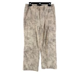 Zara Women's Pink Ecru Baggy Leg Printed Cargo Pants Size Medium‎